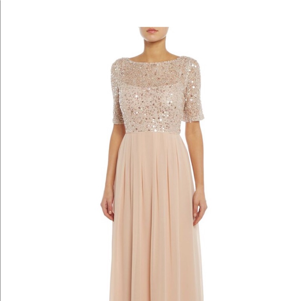 Adrianna Papell Blush Sequin Bodice Chiffon Gown